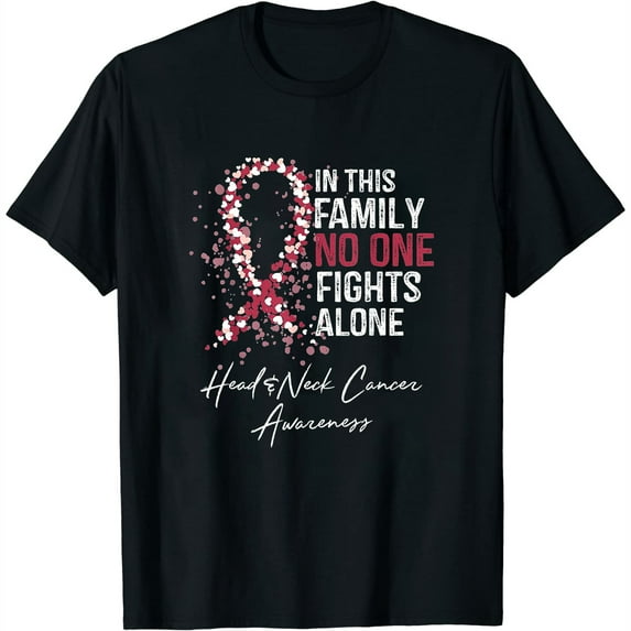 Womens In This Family No One Fights Alone Shirt Head & Neck Cancer Black Medium