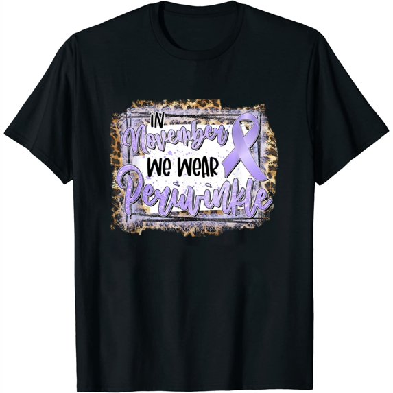 Womens In november we wear periwinkle stomach cancer awareness T-Shirt Black Small