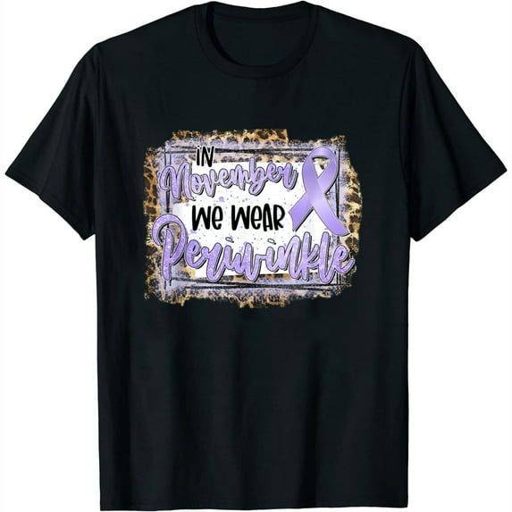 Womens In november we wear periwinkle stomach cancer awareness T-Shirt Black X-Large