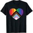 thumbnail image 1 of Womens Inclusive Progress Lgbtqia+ Pride Flag In Heart Shape V-Neck T-Shirt Black 2X-Large, 1 of 5