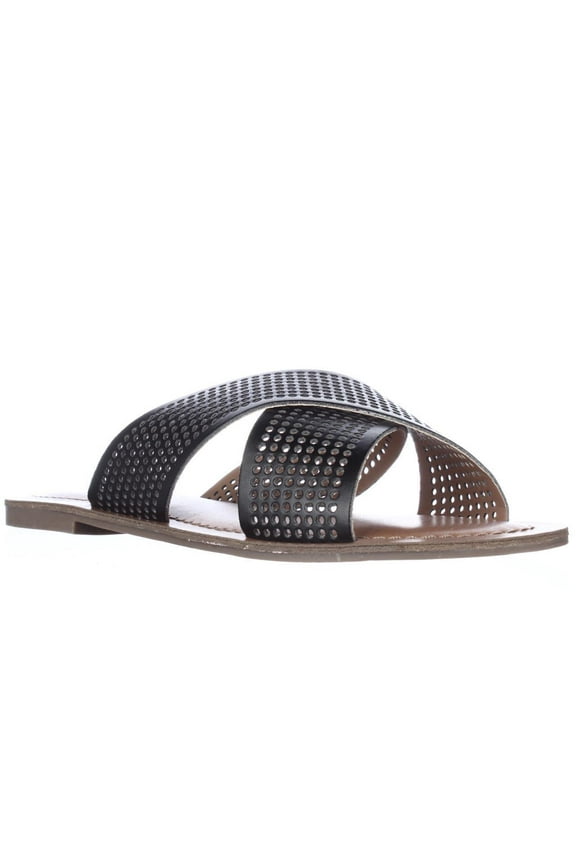 Womens Indigo Rd. Bevrlie Perforated Slide Flat Sandals - Black