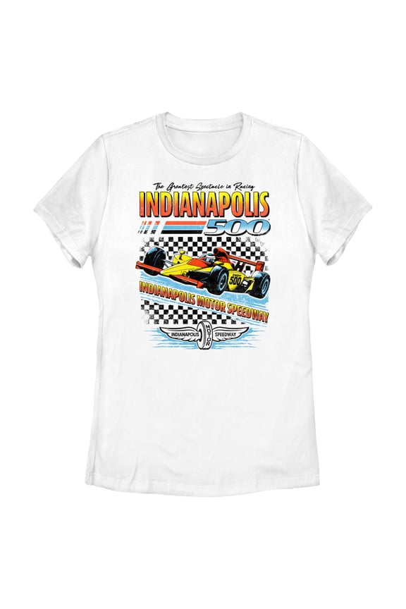 Womens Indy 500 Retro Greatest Spectacle in Racing T Shirt