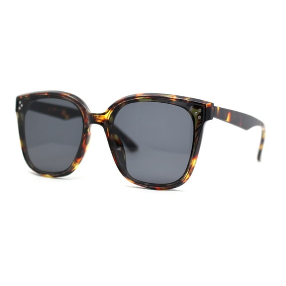Womens Inset Lens Horn Rim Retro Plastic Chic Sunglasses Tortoise - Black