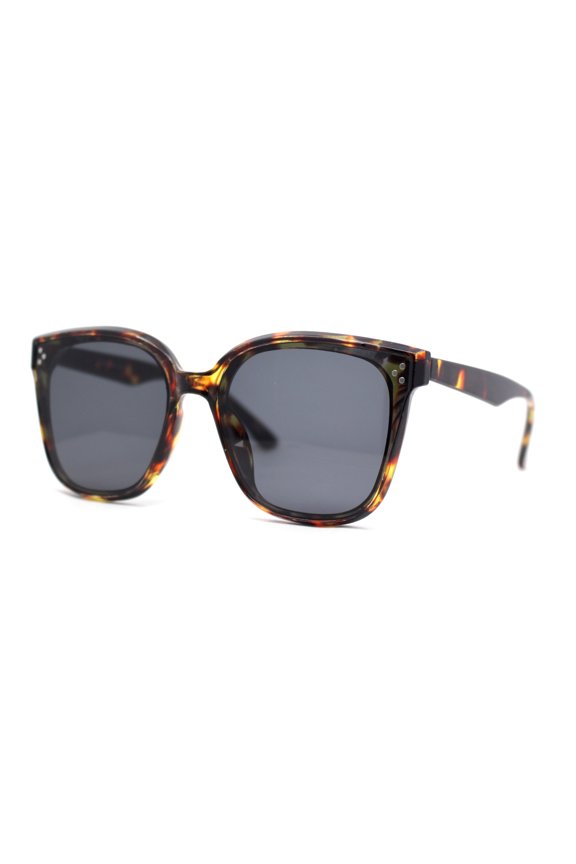 Womens Inset Lens Horn Rim Retro Plastic Chic Sunglasses Tortoise - Black