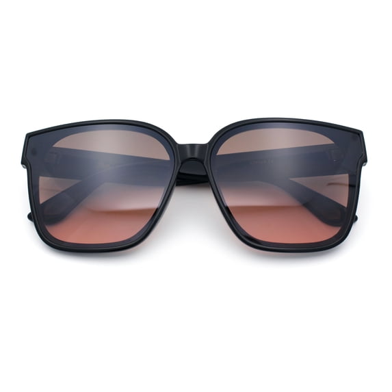 Womens Inset Lens Large Plastic Rectangle Horn Rim Marble Inlay Sunglasses Black Burgundy Grey - Burgundy