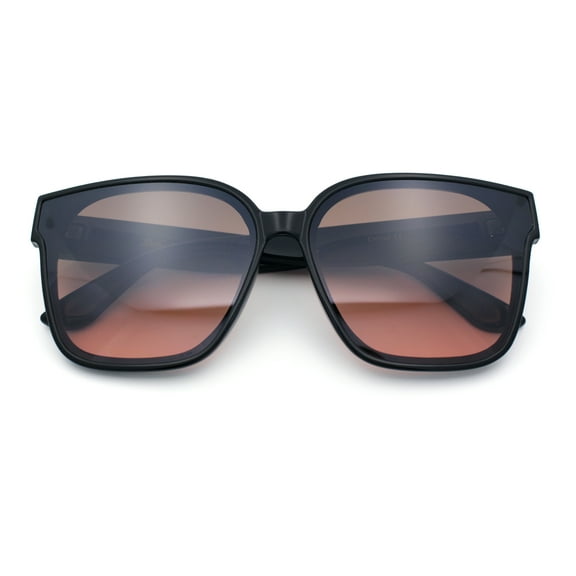 Womens Inset Lens Large Plastic Rectangle Horn Rim Marble Inlay Sunglasses Black Burgundy Grey - Burgundy