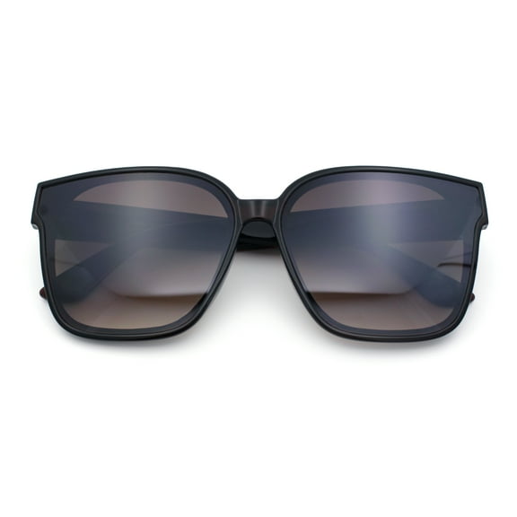 Womens Inset Lens Large Plastic Rectangle Horn Rim Marble Inlay Sunglasses Brown Yellow - Brown