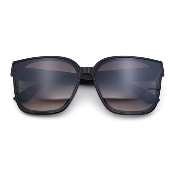 Womens Inset Lens Large Plastic Rectangle Horn Rim Marble Inlay Sunglasses Brown Yellow - Brown