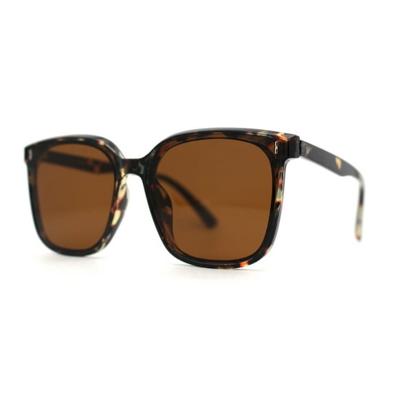 Womens Inset Lens Minimal Hipster Horn Rim Sunglasses Tortoise Brown