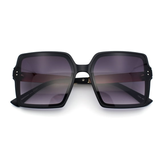 Womens Inset Lens Rectangular Butterfly Chic Plastic Fashion Sunglasses Black - Smoke