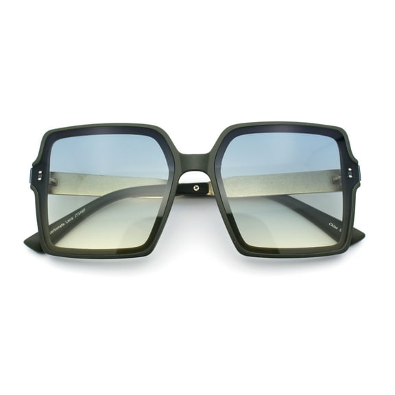 Womens Inset Lens Rectangular Butterfly Chic Plastic Fashion Sunglasses Green - Blue Green