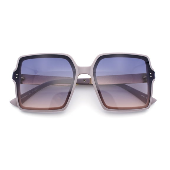 Womens Inset Lens Rectangular Butterfly Chic Plastic Fashion Sunglasses Lavender - Purple
