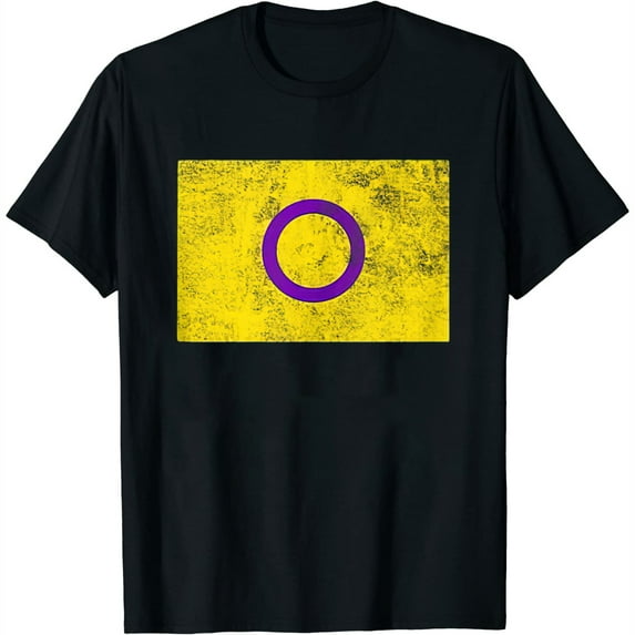 Womens Intersex Pride Flag Identity Lgbt Gay Graphic T Shirt Black 3X-Large