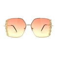 thumbnail image 1 of Womens Intricate Rhinestone Jewel Trim Metal Oversized Sunglasses Gold Orange Yellow, 1 of 4