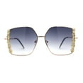 thumbnail image 1 of Womens Intricate Rhinestone Jewel Trim Metal Oversized Sunglasses Gold Smoke, 1 of 4