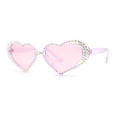 thumbnail image 1 of Womens Iridescent Rhinestone Bling Bubbly Heart Shape Sunglasses All Pink, 1 of 2
