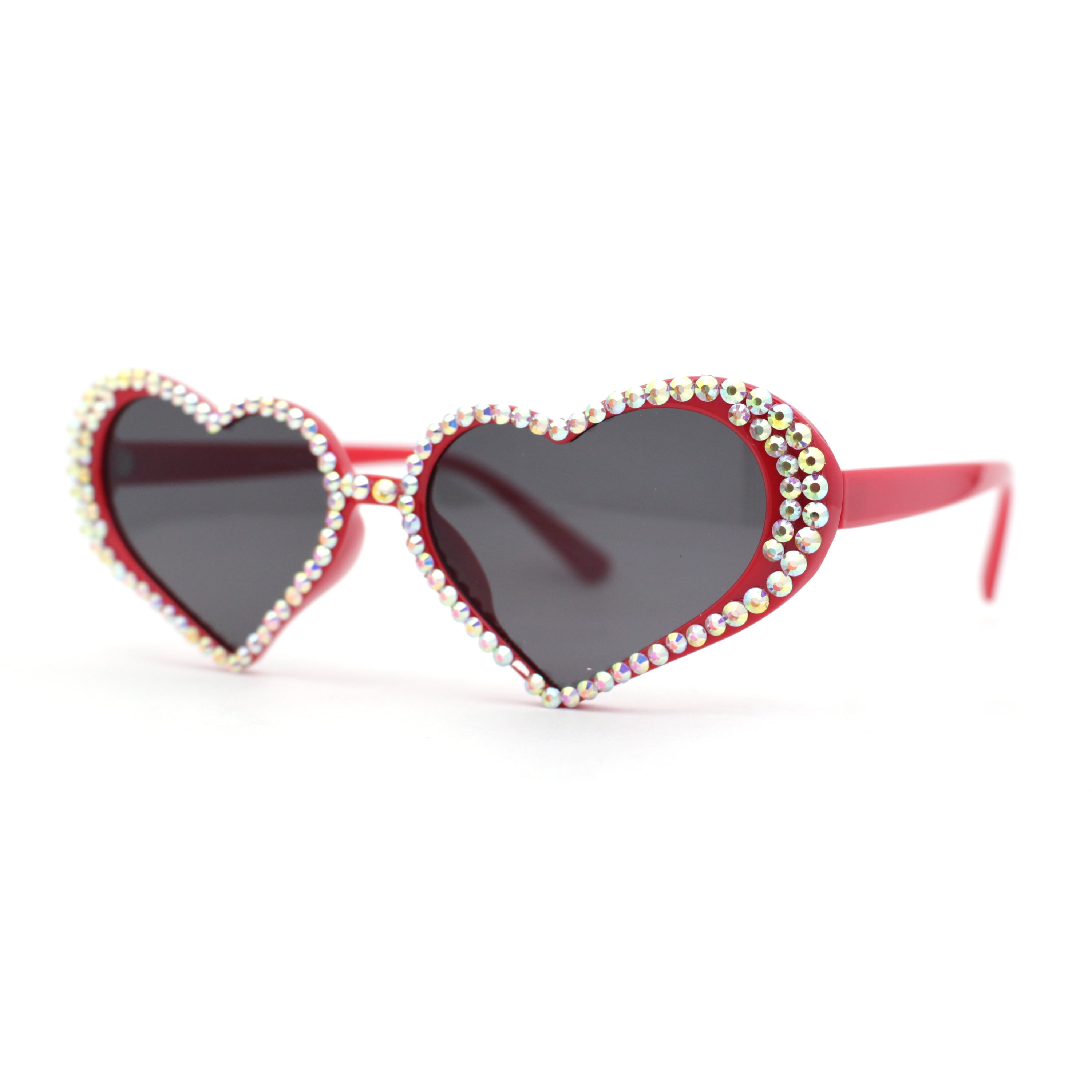 Womens Iridescent Rhinestone Bling Bubbly Heart Shape 