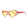 thumbnail image 1 of Womens Iridescent Rhinestone Bling Bubbly Heart Shape Sunglasses Red - Yellow, 1 of 4