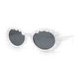 thumbnail image 1 of Womens Iridescent Rose Flower Stud Oval Mod Fashion Sunglasses White - Black, 1 of 4