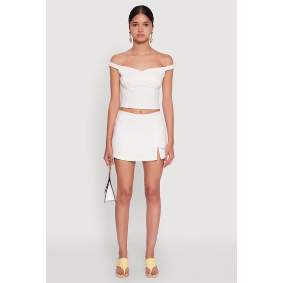 Womens Iris Bow Detail Slit Front Skort