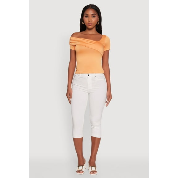 Womens Iris Fold Over One Shoulder Top