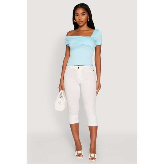 Womens Iris Fold Over One Shoulder Top