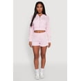 thumbnail image 1 of Womens Iris High Waisted Varsity Stripe Fleece Shorts, 1 of 4