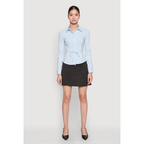 Womens Iris Tie Waist Button Front Shirt
