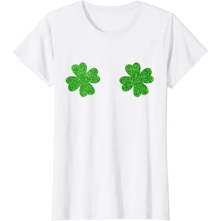 St Patricks Day Novelty T-Shirt With Irish Shamrock Boobs St Patricks Day Novelty T-Shirt With Irish Shamrock Boobs