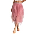 thumbnail image 1 of Womens Irregular Mesh Tulle Skirt High Waist Versatile Slimming Layered Tutu Skirt Pink M, 1 of 7