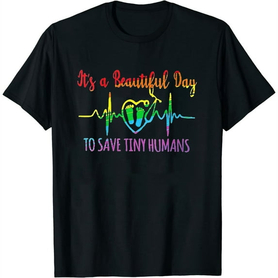 Womens It'S A Beautiful Day To Save Tiny Humans Nicu Neonatal Nurse V-Neck T-Shirt Black Small