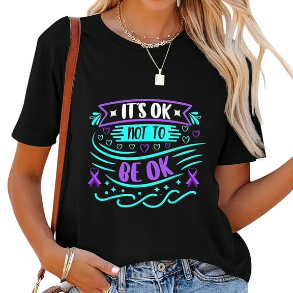 Womens It's Ok Not To Be Ok Suicide Prevention Awareness T-Shirt Black