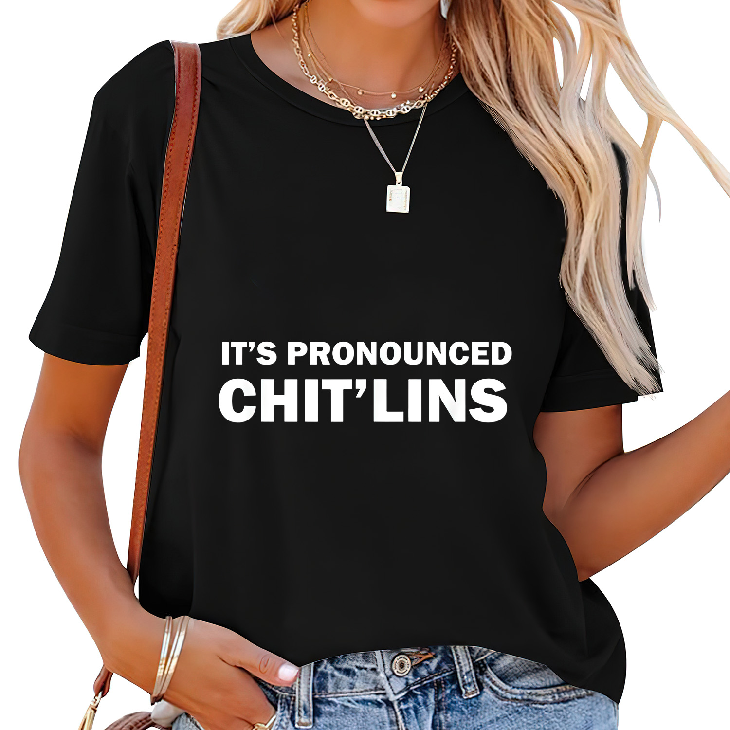 Womens It's Pronounced Chit'lins Chitterlings Thanksgiving TShirt