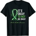 thumbnail image 1 of Womens Its Okay To Not Be Okay Mental Health Awareness Green Ribbon T Shirts Black Small, 1 of 5