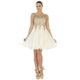 thumbnail image 1 of Womens Ivory Cocktail Semi Formal Graduation Short V-Neck Sleeveless A-Line Plus Size Dress, 1 of 10