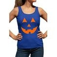thumbnail image 1 of Womens Jack O Lantern Pumpkin Face Halloween Funny Racerback Tank Top T-Shirt, 1 of 1