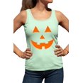 thumbnail image 1 of Womens Jack O Lantern Pumpkin Face Halloween Funny Racerback Tank Top T-Shirt, 1 of 1