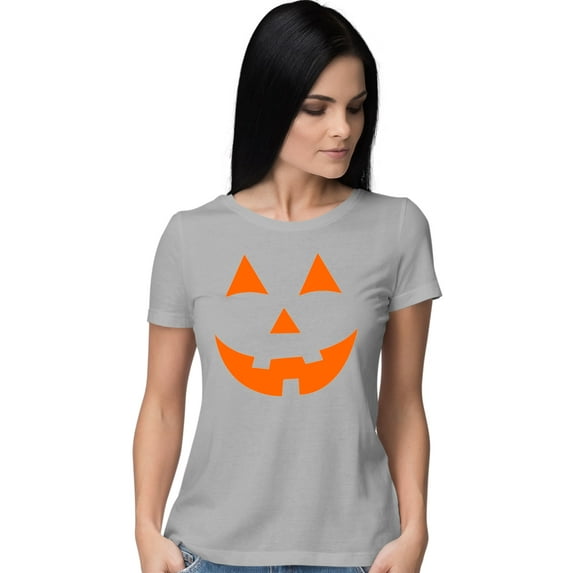 Womens Jack O Lantern Pumpkin Face Halloween Funny T-Shirt