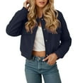 thumbnail image 1 of Womens Jacket Basic Solid Cropped Zip Up Fashion Long Sleeve Slim Trendy Outwear Coast, 1 of 5