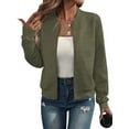 thumbnail image 1 of Womens Jacket Coat Casual Stand Collar Zip Up Fall Fashion Jackets Outfits with Pockets  Green S, 1 of 7