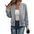 thumbnail image 1 of Womens Jacket Coat Casual Stand Collar Zip Up Fall Fashion Jackets Outfits with Pockets Grey M, 1 of 8