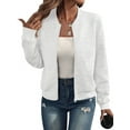 thumbnail image 1 of Womens Jacket Coat Casual Stand Collar Zip Up Fall Fashion Jackets Outfits with Pockets White XXXL, 1 of 9