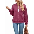thumbnail image 1 of Womens Jacket Coat Casual Stand Collar Zip Up Fall Fashion Jackets Outfits with Pockets Wine Red M, 1 of 8