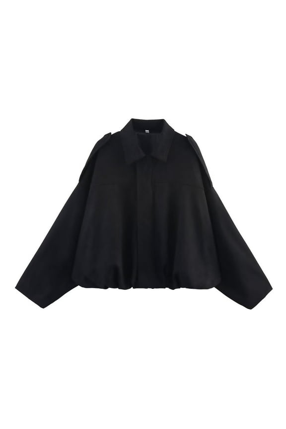 Womens Jacket Fall Solid Suede Bomber Jacket Lapel Pilot Casual Oversized Long Sleeves Trendy Outerwear Streetwear Jacket for Women Black L