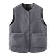 thumbnail image 1 of Womens Jacket Fall Solid Sleeveless Warm Vest with Pocket Thermal Outwears Clothes Gray, 1 of 2