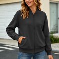 thumbnail image 1 of Womens Jacket Front Zip with Pockets Lightweight Shirt Fall Relaxed Fit for Everyday Casual Wear Black,XXL, 1 of 4