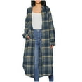 thumbnail image 1 of Womens Jacket Plaid Light Blue Long Casual Loose Checkered Button Pocket Long Sleeved Long Sleeved Hooded Casual L, 1 of 5