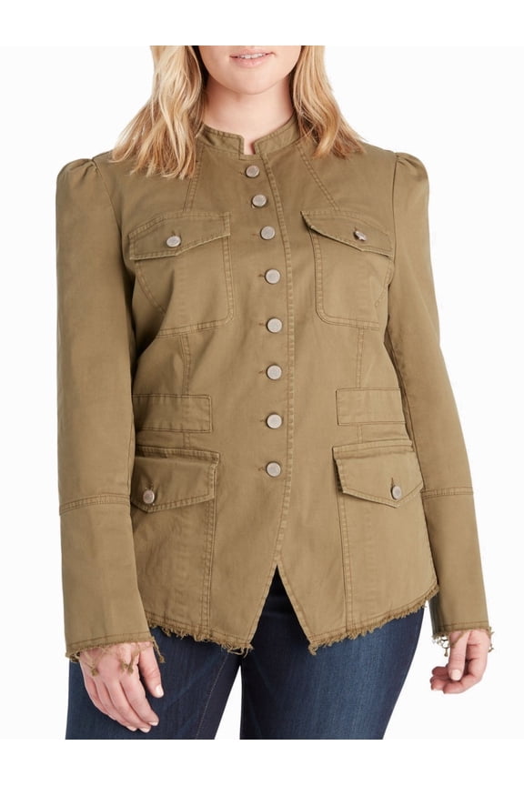 Womens Jacket Plus Four Pocket Button Down 2X
