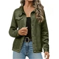 thumbnail image 1 of Womens Jacket Sevevn Women's Turn-Down Collar Flap Pockets Button Faux Suede Jacket, 1 of 9