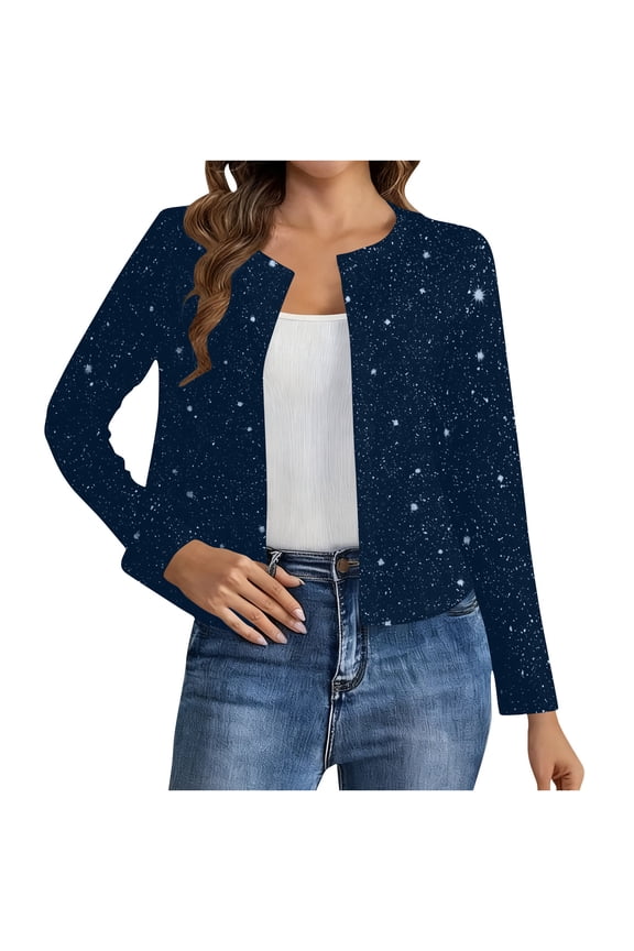 Womens Jacket Sevevn Womens Fashion Sequin Jacket Open Front Long Sleeve Crop Casual Coat